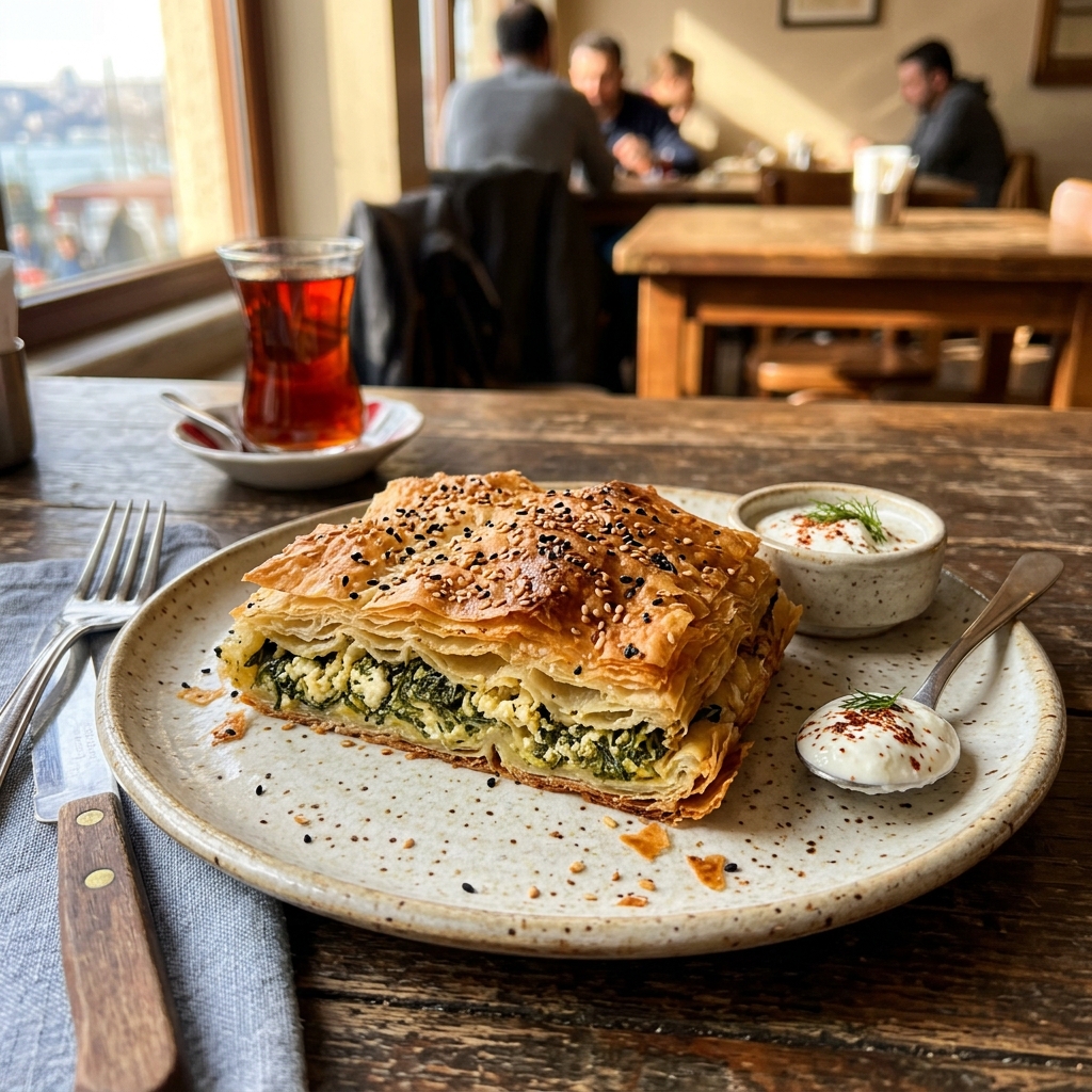 Knuspriges Börek Neukölln - Blätterteig mit Schafskäse bei Alnura Cafe