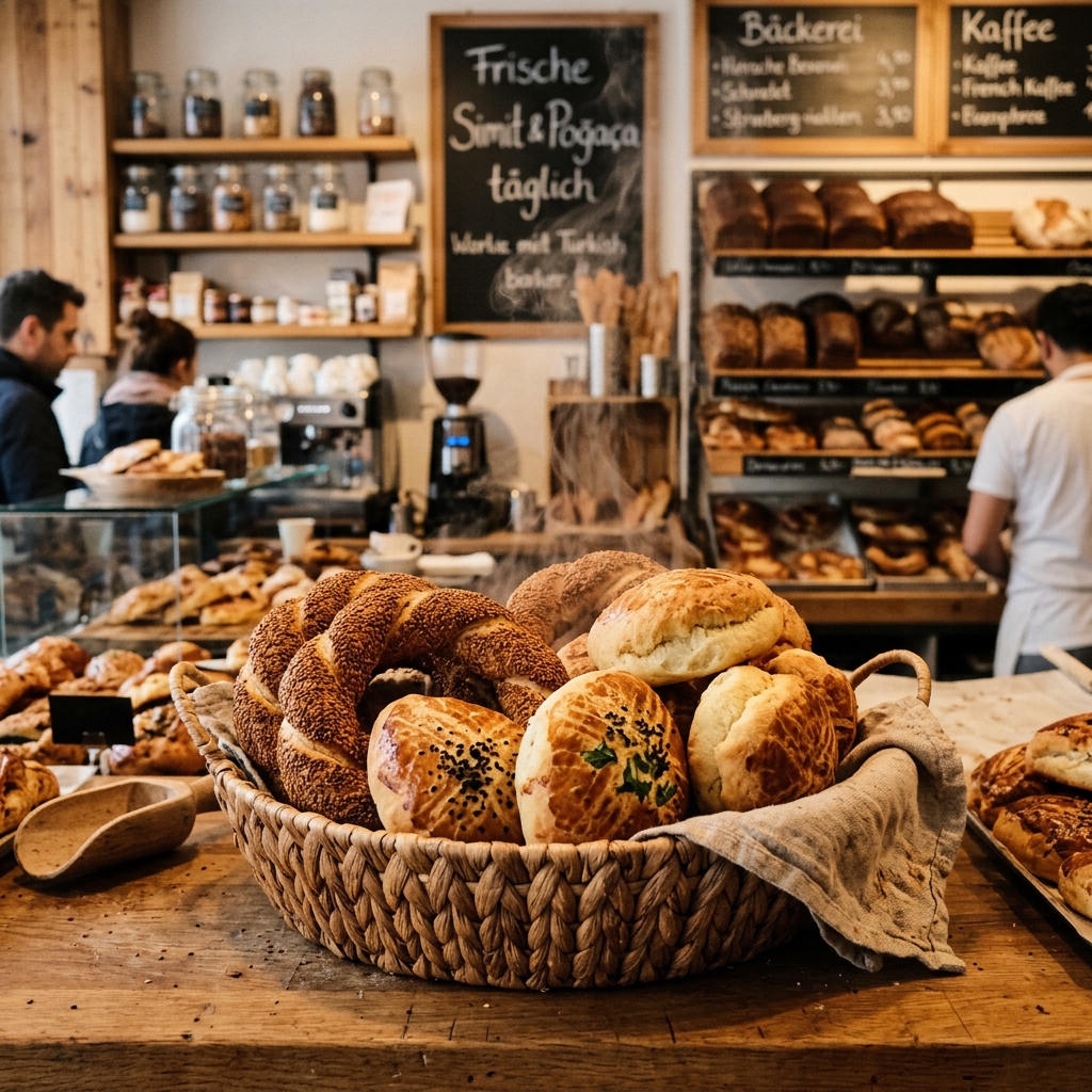 Simit Neukölln und frisches Poğaça / Türkisches Gebäck bei Alnura Cafe
